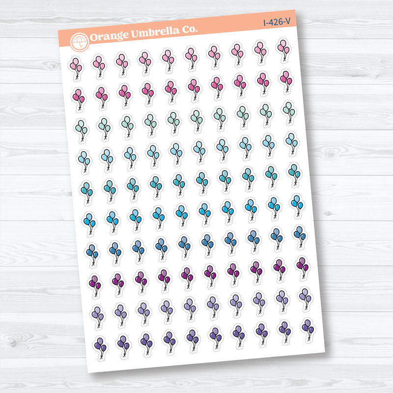 Hand Doodled Balloon Icon Planner Stickers | Celebration & Event Planner Stickers | I-426