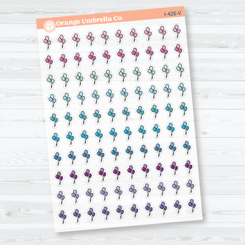 Hand Doodled Balloon Icon Clear Matte Planner Stickers | Celebration & Event Planner Stickers | I-426-CM