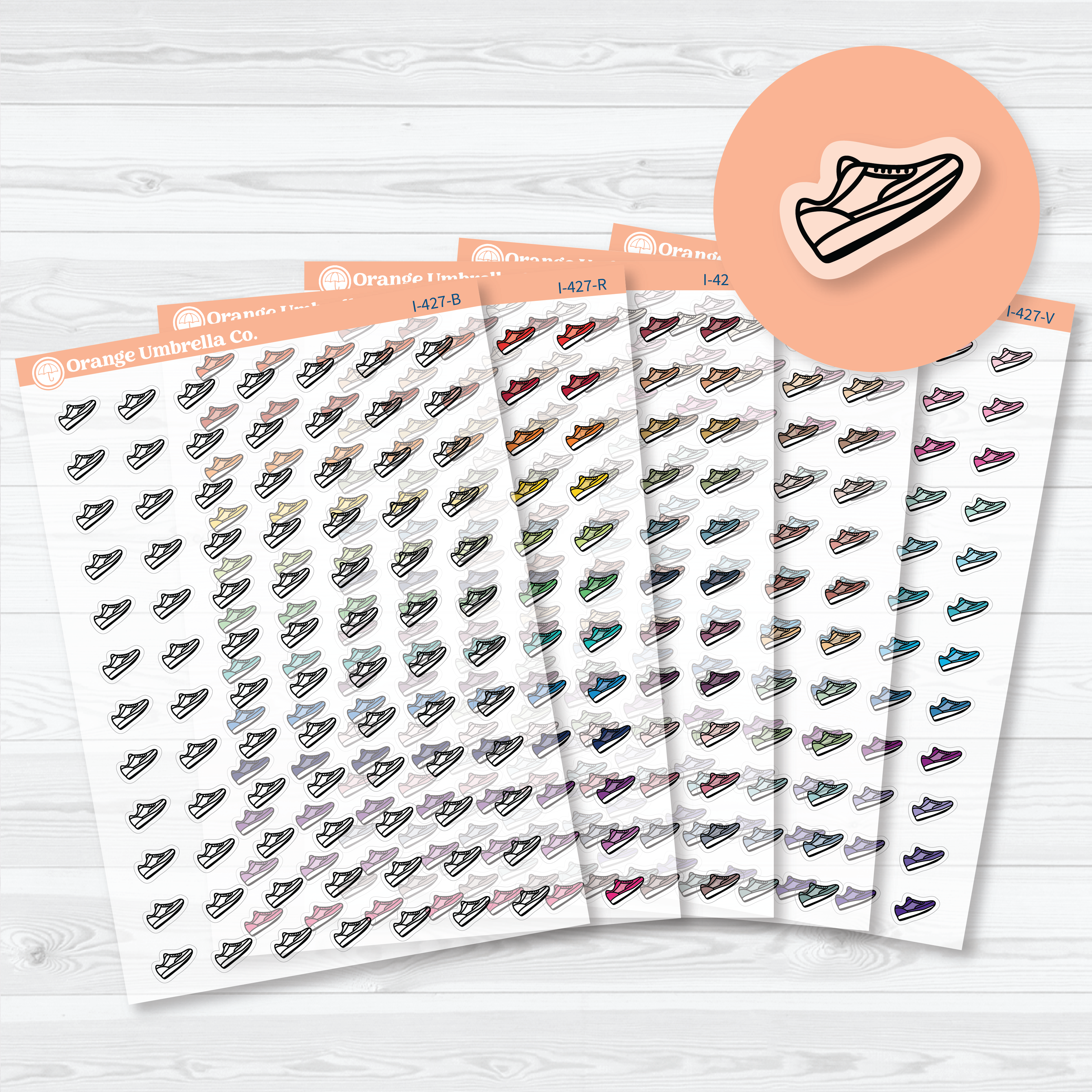 Hand Doodled Running Shoes | Clear Matte Planner Stickers | I-427-CM