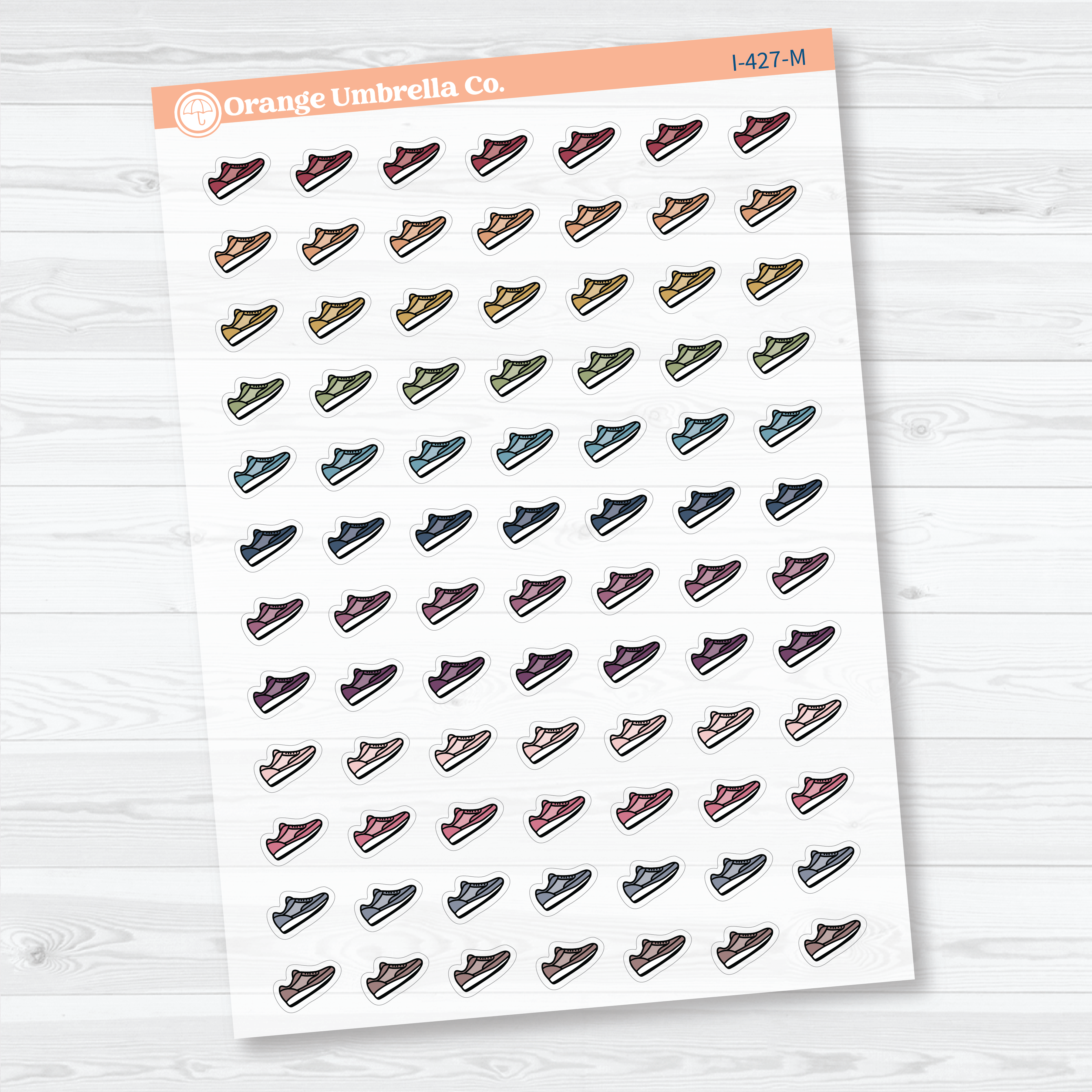 Hand Doodled Running Shoes | Clear Matte Planner Stickers | I-427-CM