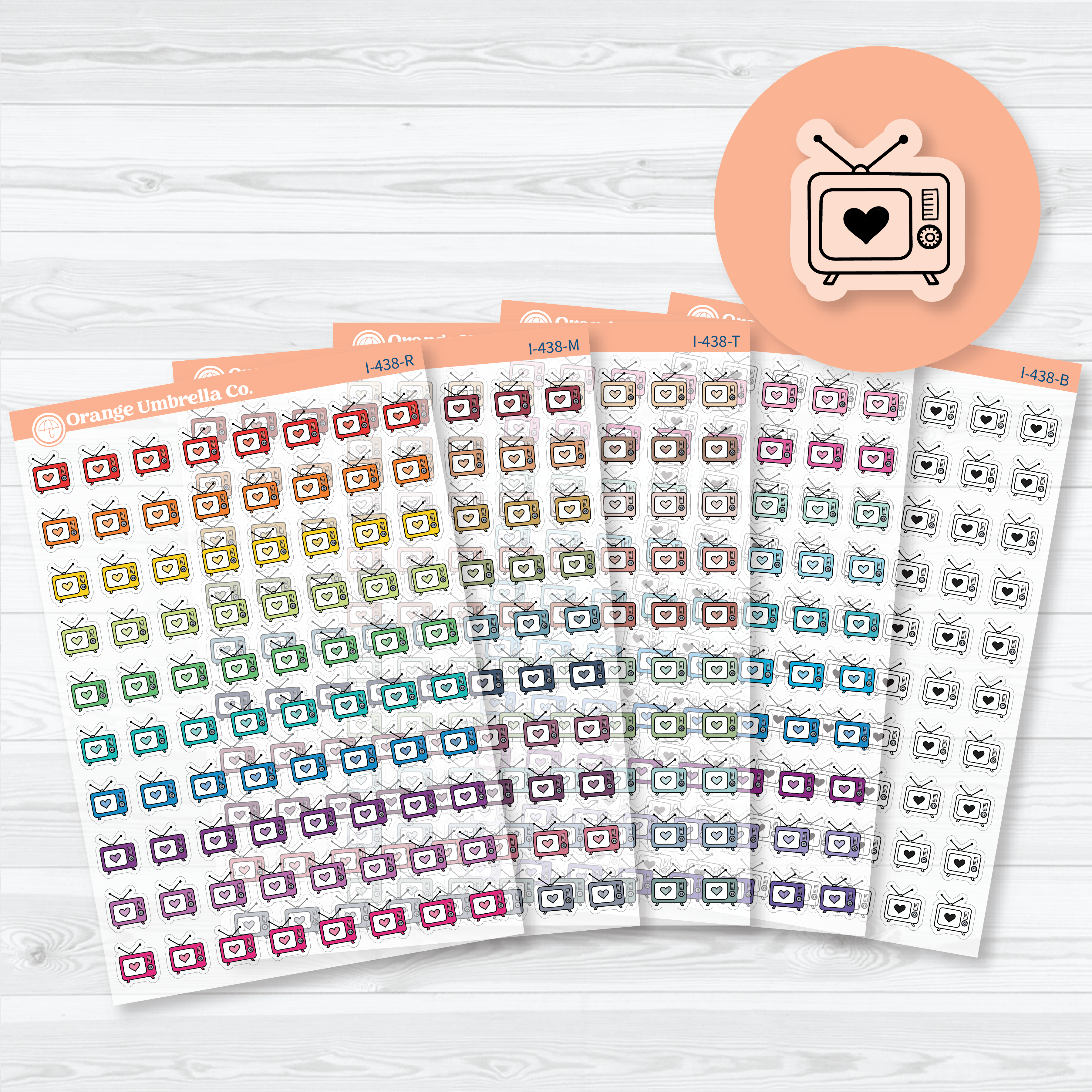 Hand Doodled TV Clear Matte Planner Stickers | Watch TV Icon Stickers | I-438-CM