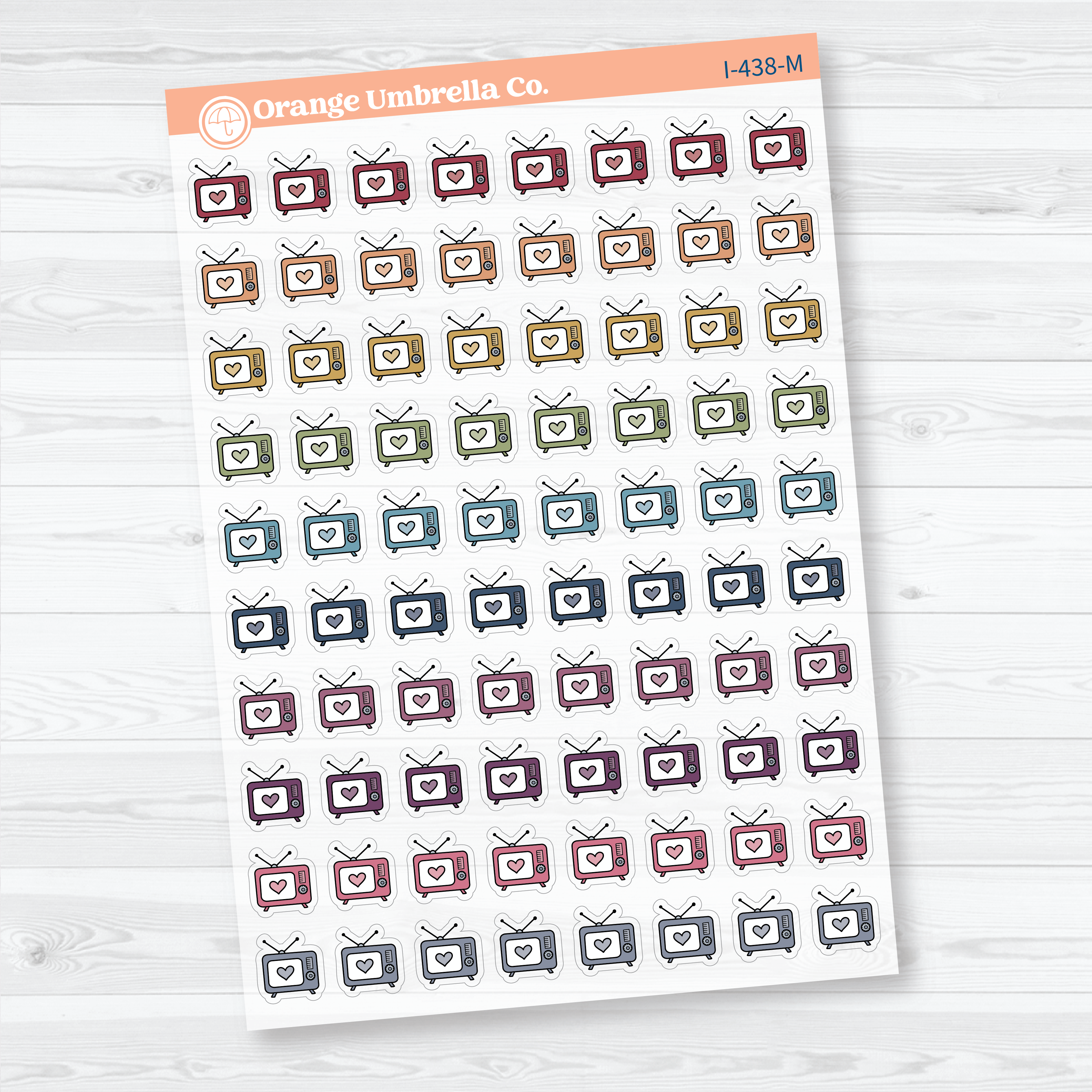 Hand Doodled TV Clear Matte Planner Stickers | Watch TV Icon Stickers | I-438-CM