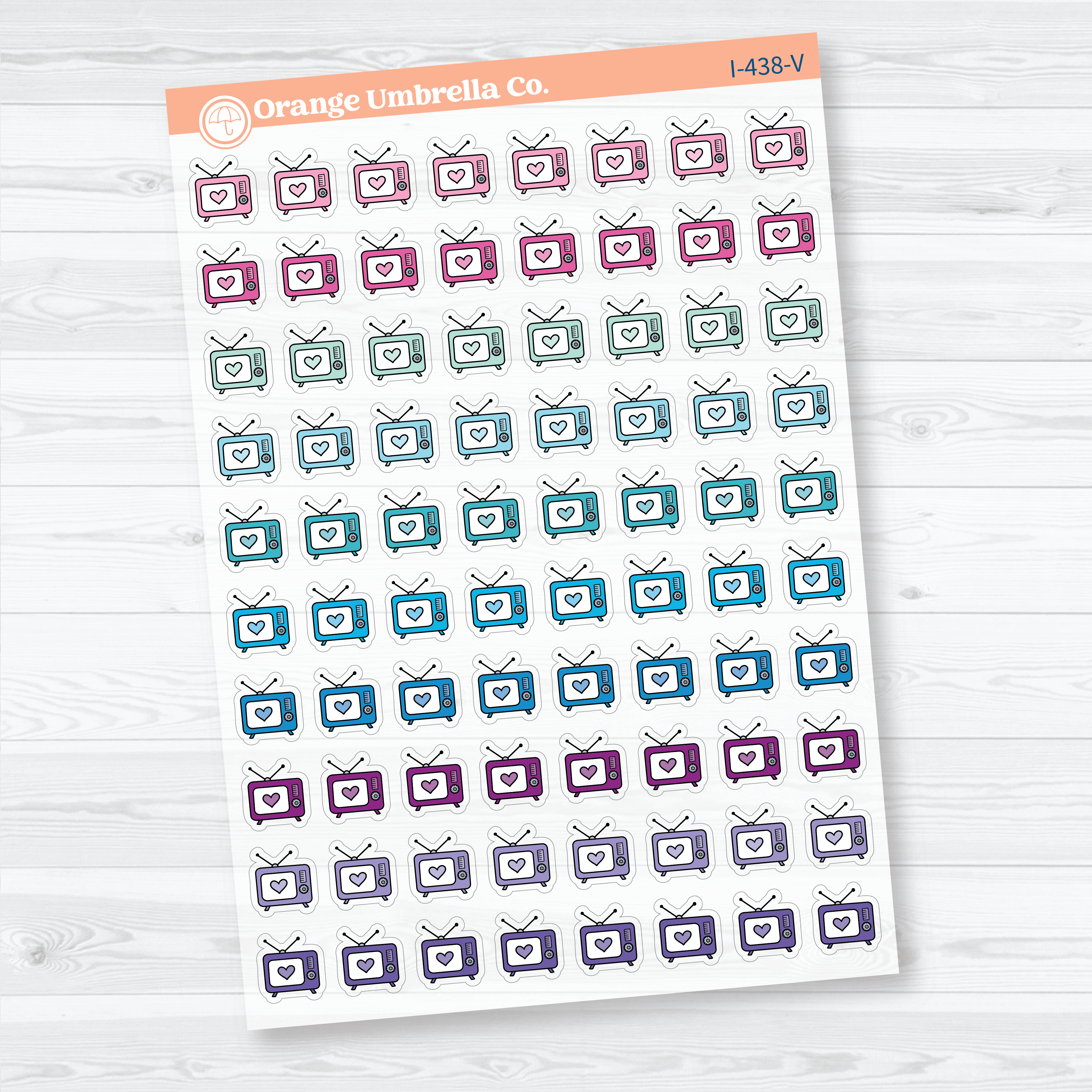 Hand Doodled TV Clear Matte Planner Stickers | Watch TV Icon Stickers | I-438-CM