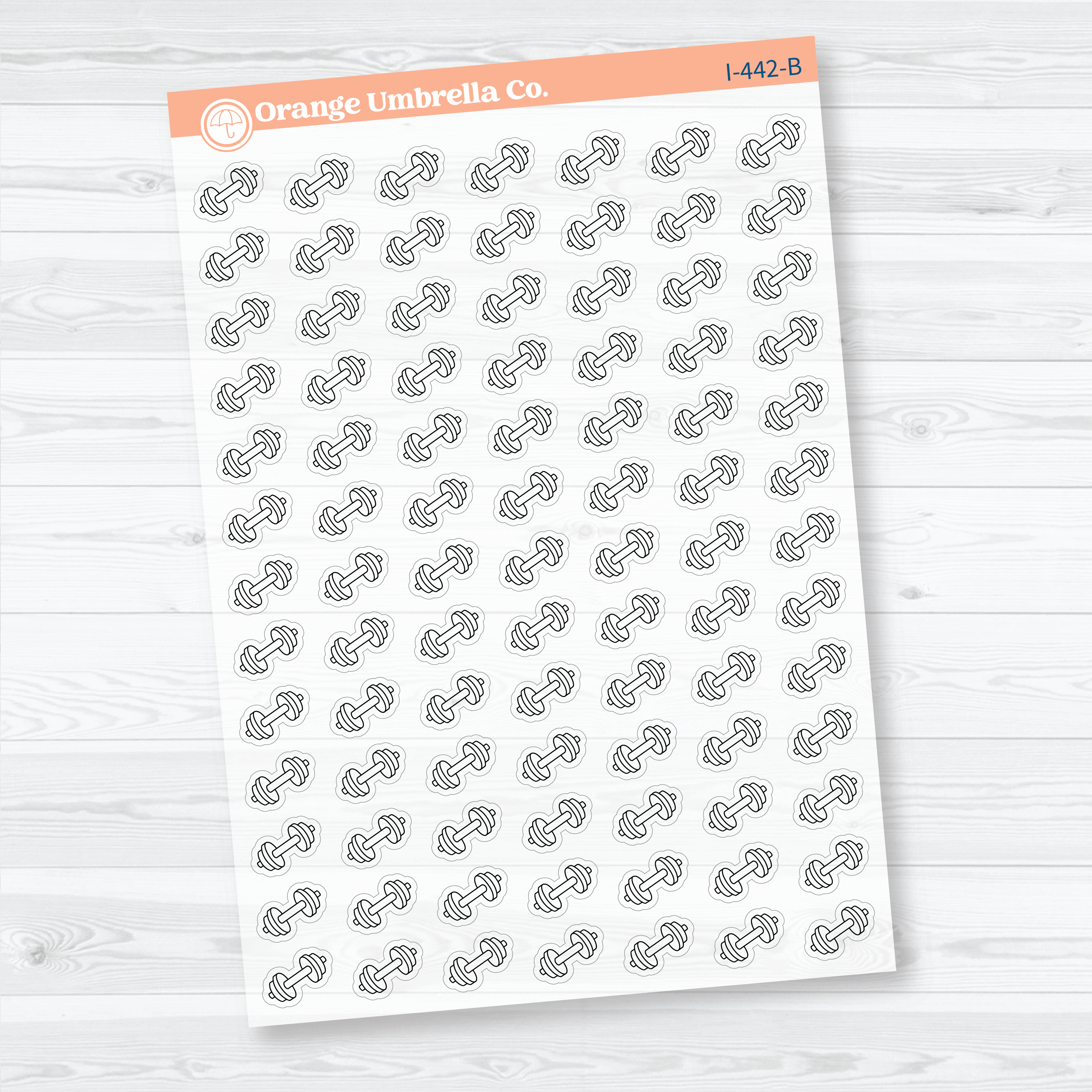 Hand Doodled Dumbbell Icons | Clear Matte Planner Stickers | I-442-CM