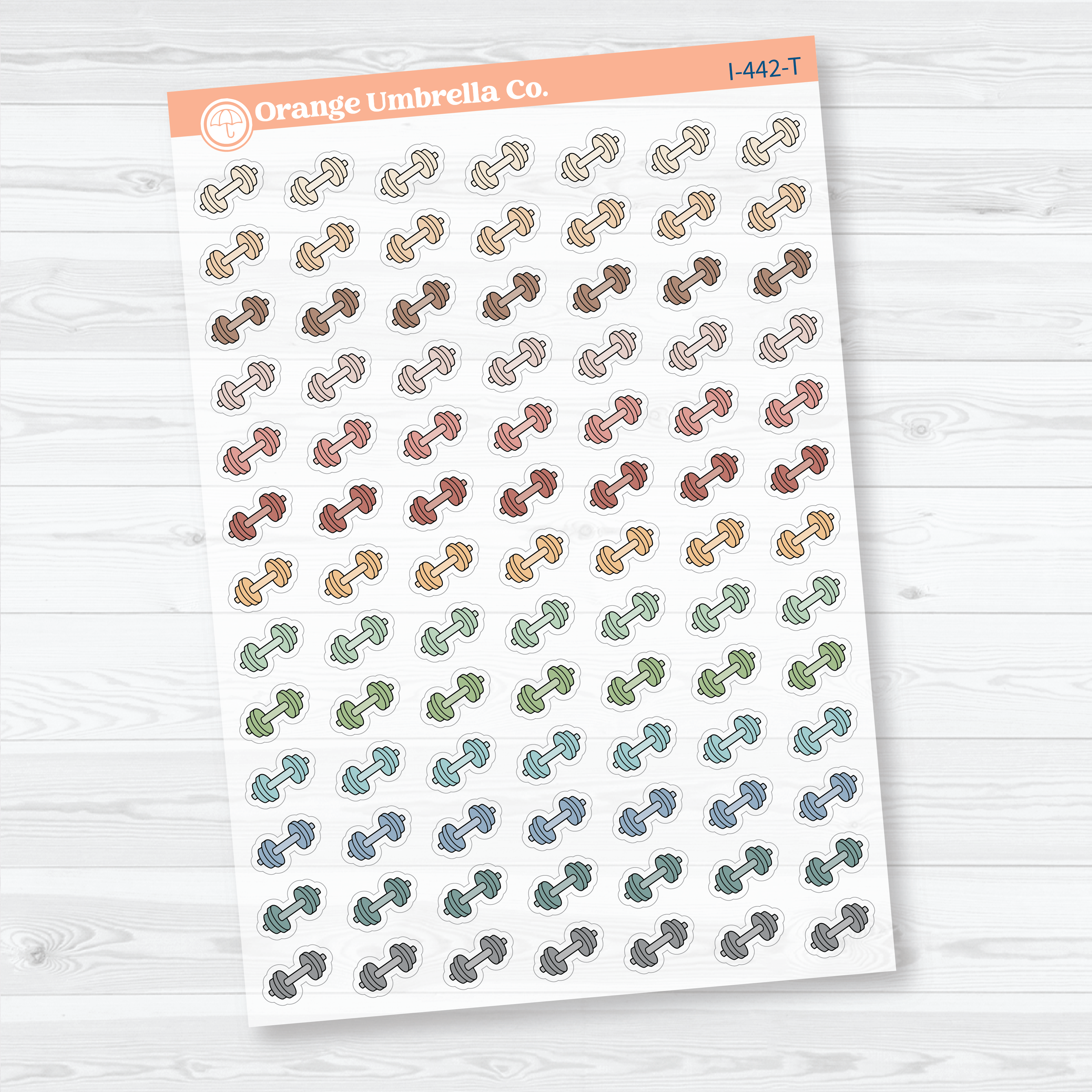 Hand Doodled Dumbbell Icons | Clear Matte Planner Stickers | I-442-CM