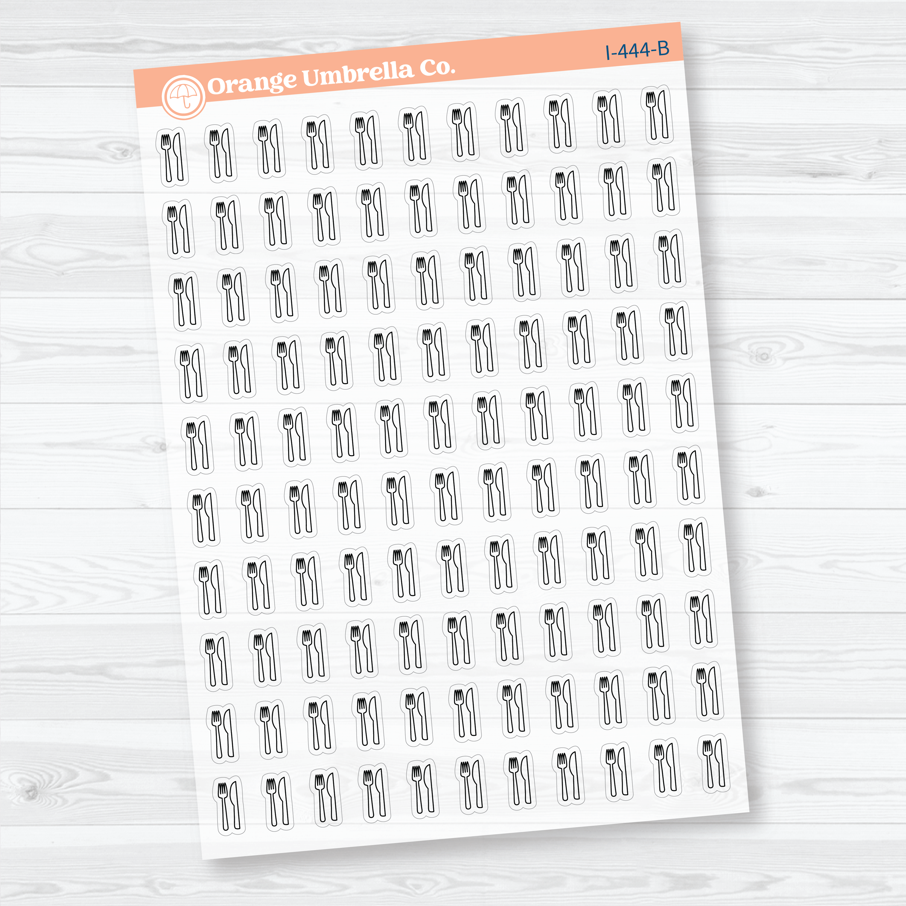 Hand Doodled Meal Clear Matte Planner Stickers | Fork & Knife Icon Planner Stickers | I-444-CM