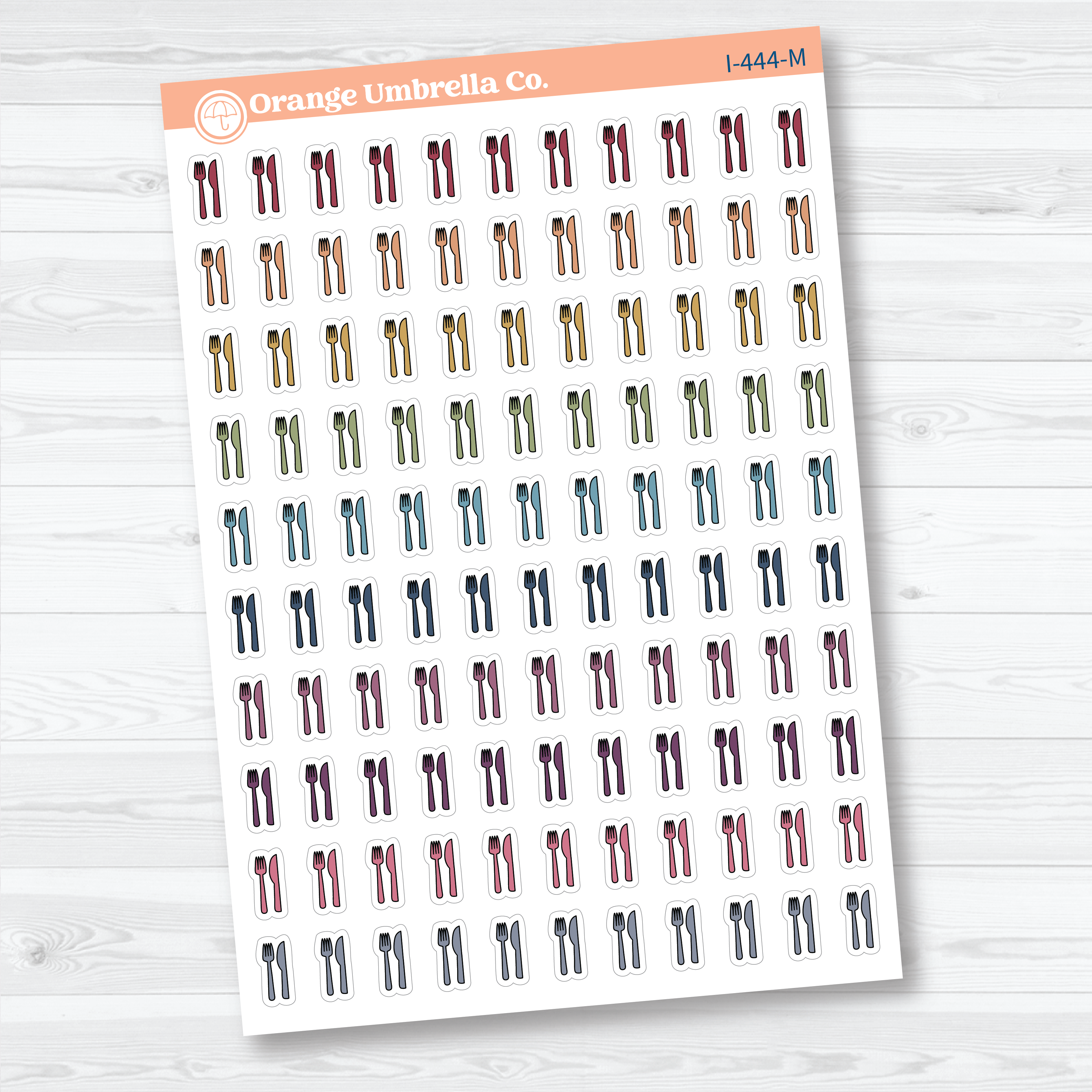 Hand Doodled Meal Planner Stickers | Fork & Knife Icon Planner Stickers | I-444