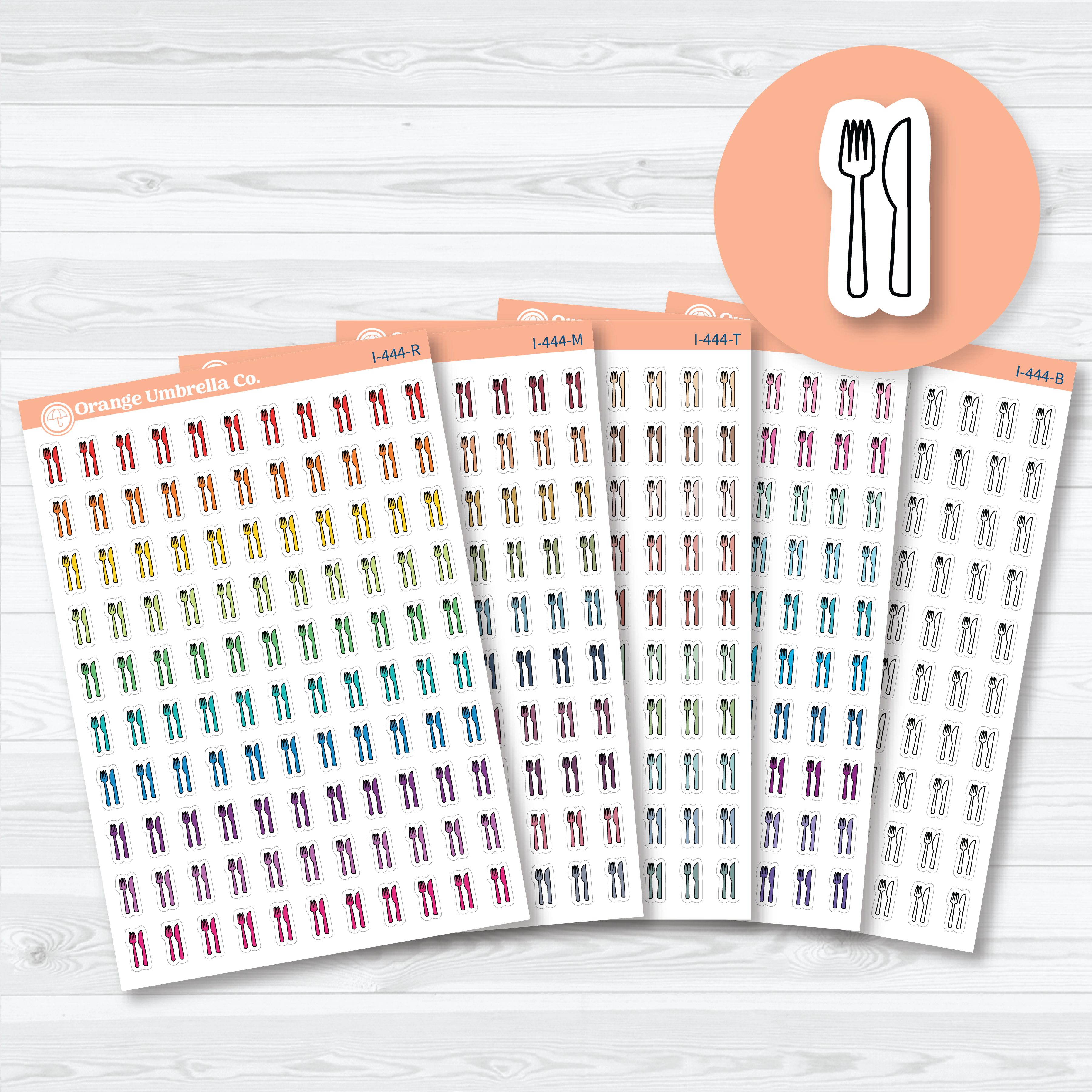 Hand Doodled Meal Planner Stickers | Fork & Knife Icon Planner Stickers | I-444