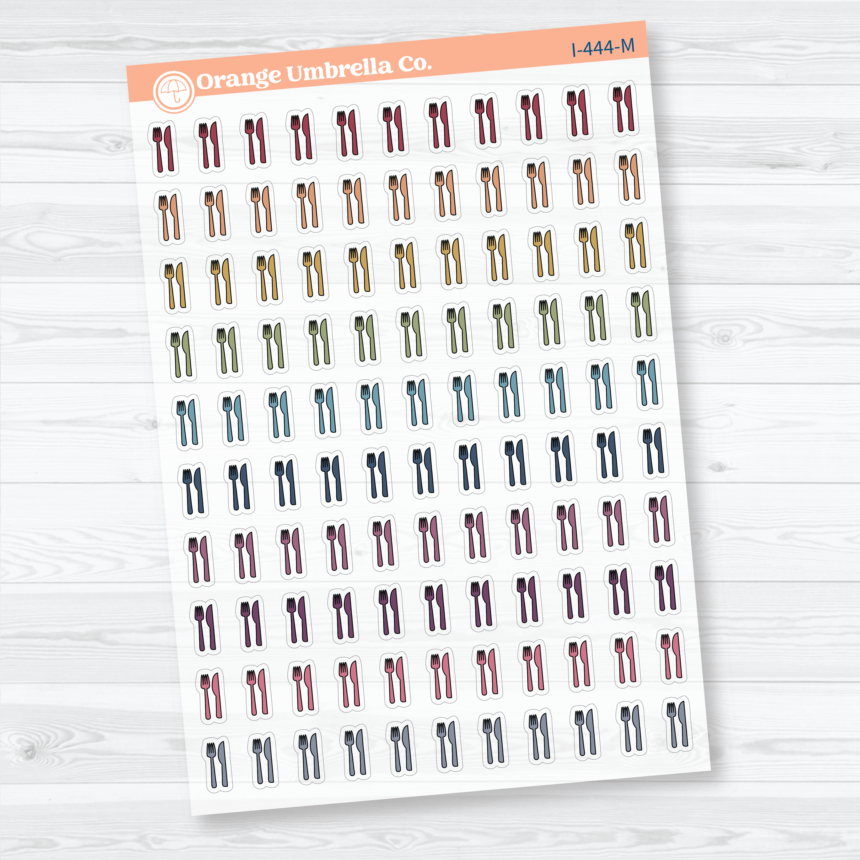 Hand Doodled Meal Clear Matte Planner Stickers | Fork & Knife Icon Planner Stickers | I-444-CM