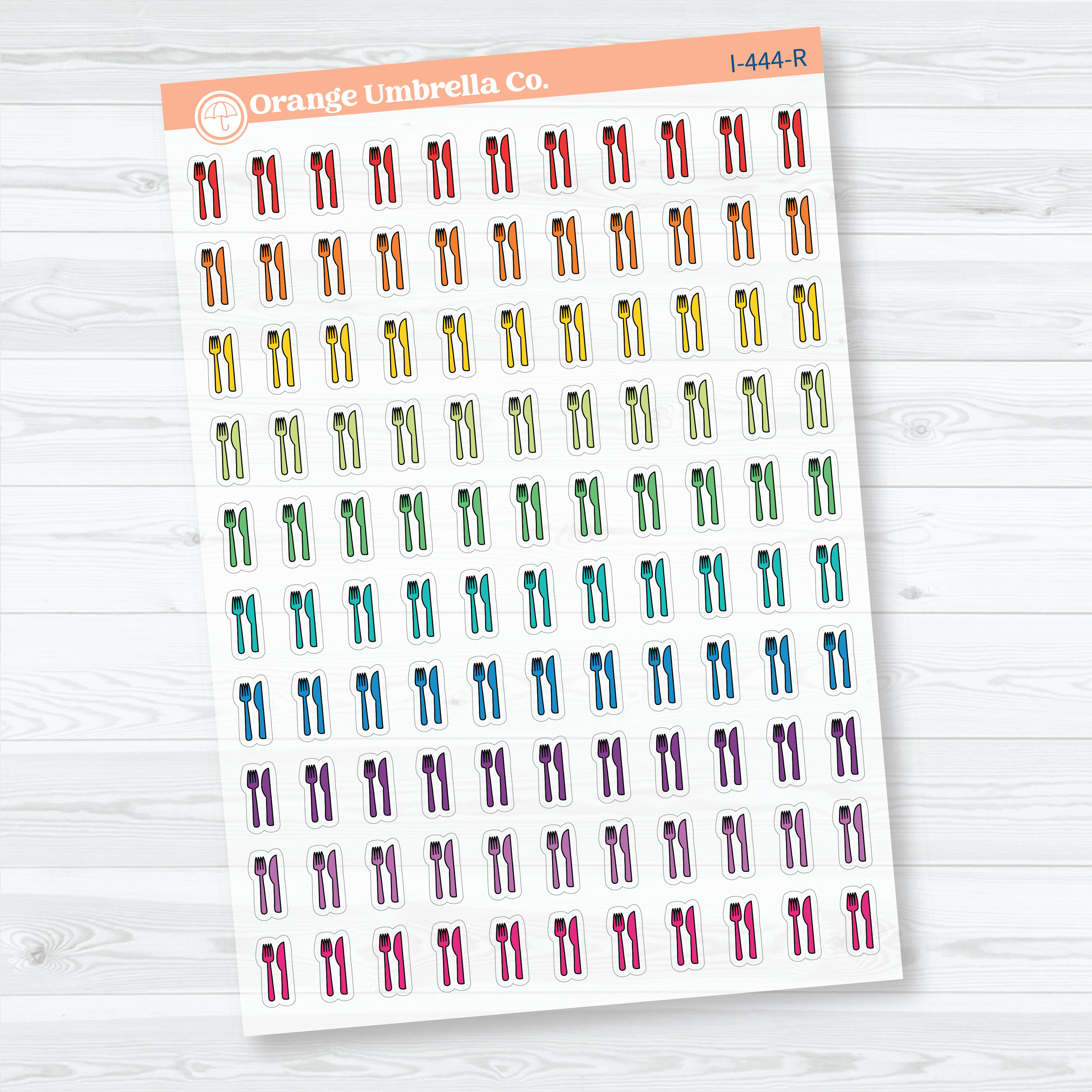 Hand Doodled Meal Clear Matte Planner Stickers | Fork & Knife Icon Planner Stickers | I-444-CM