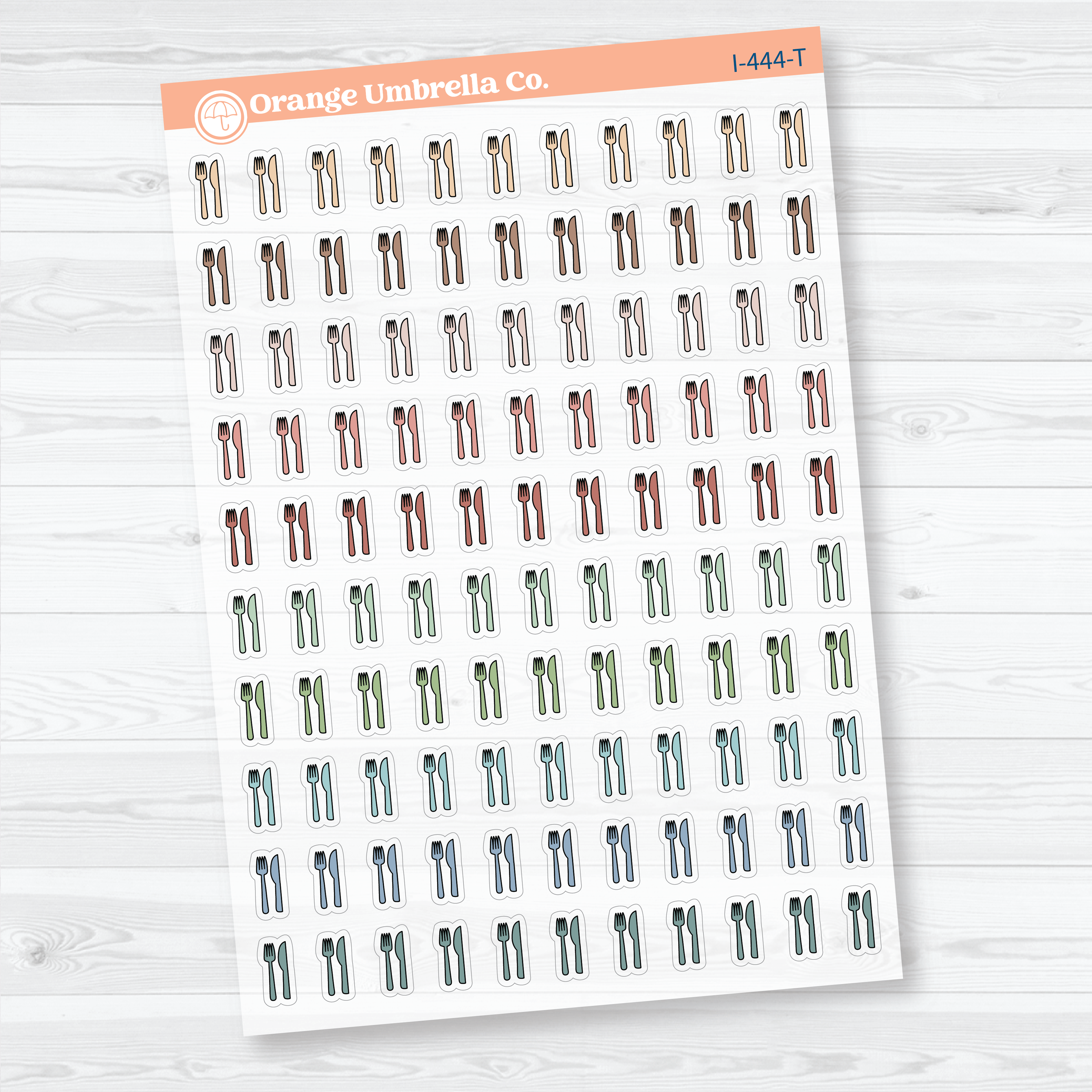 Hand Doodled Meal Clear Matte Planner Stickers | Fork & Knife Icon Planner Stickers | I-444-CM