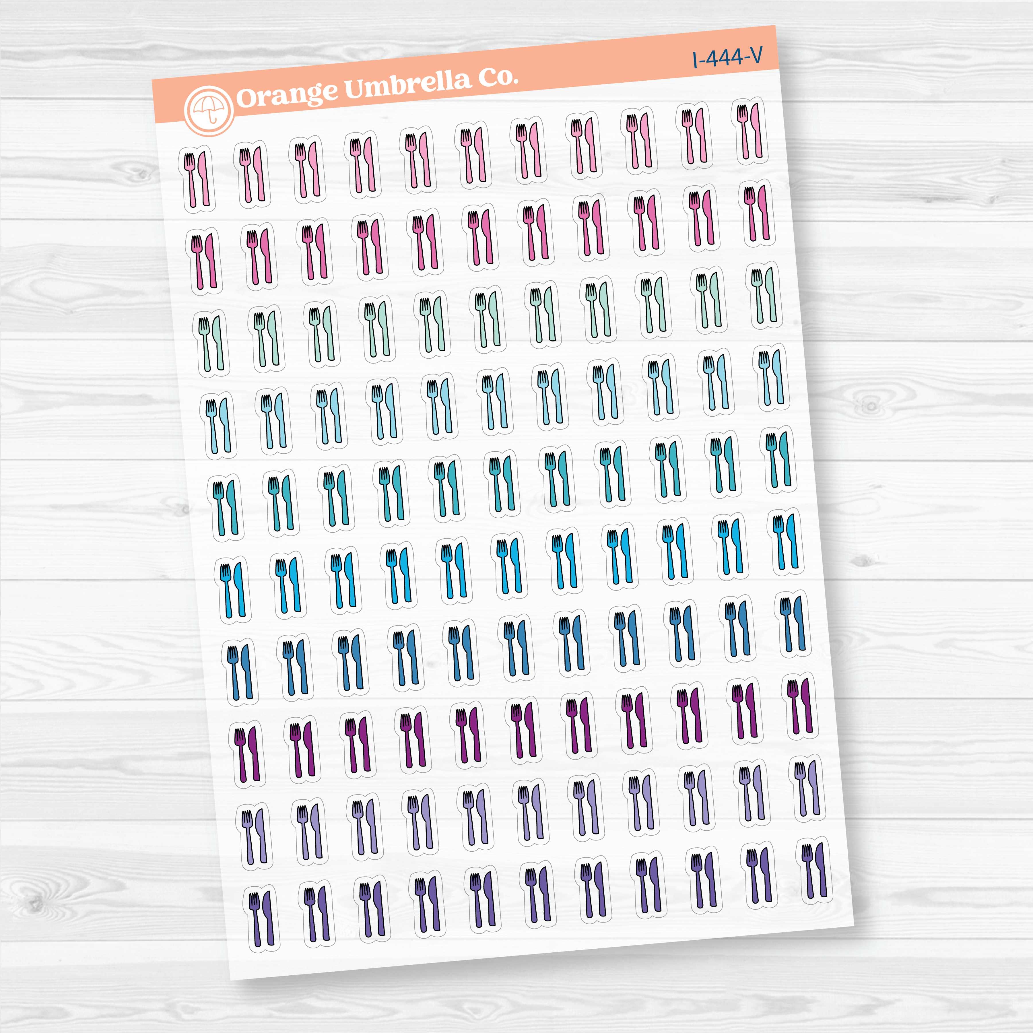 Hand Doodled Meal Clear Matte Planner Stickers | Fork & Knife Icon Planner Stickers | I-444-CM