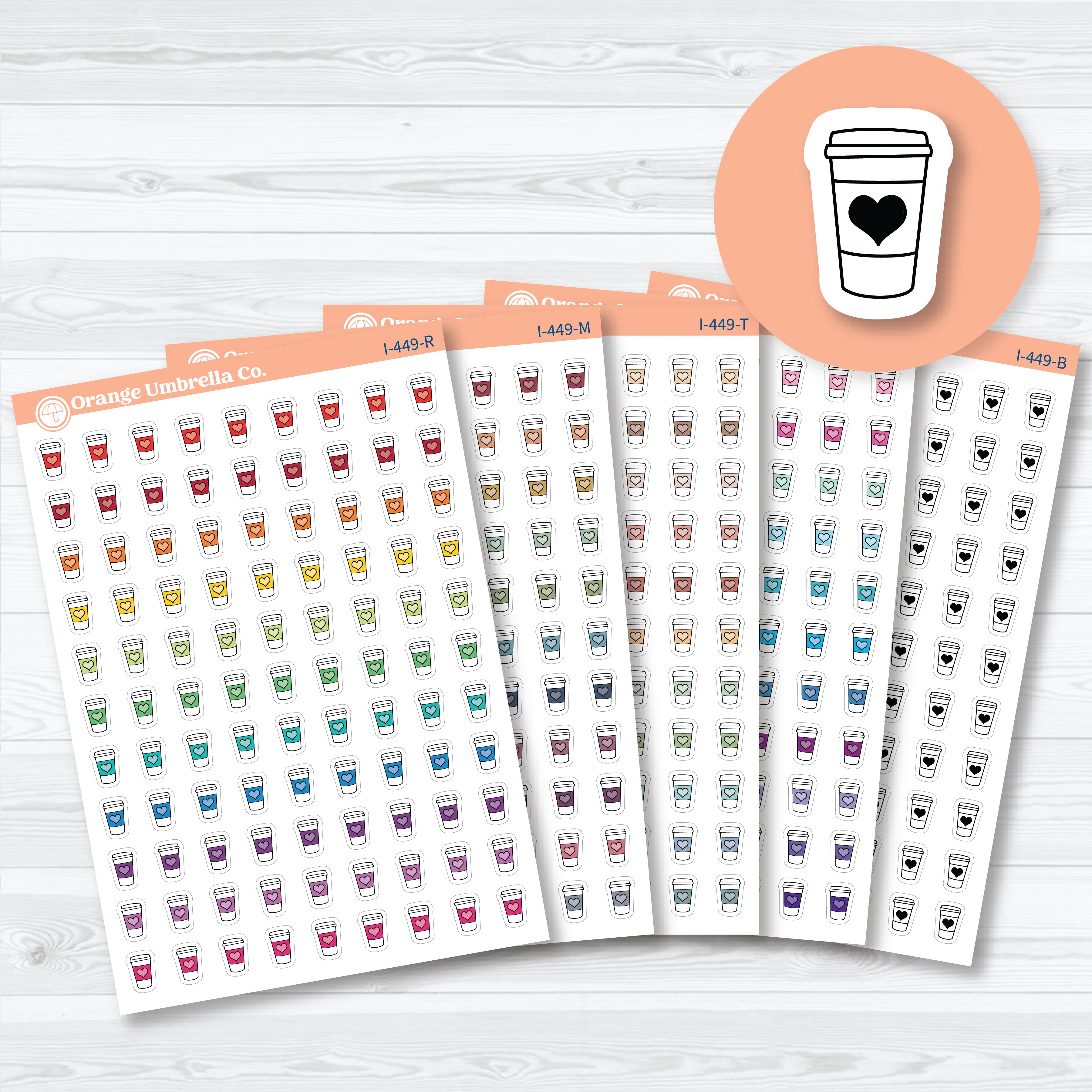 Hand Doodled Coffee Cup Planner Stickers | Coffee Icon Planner Stickers | I-449