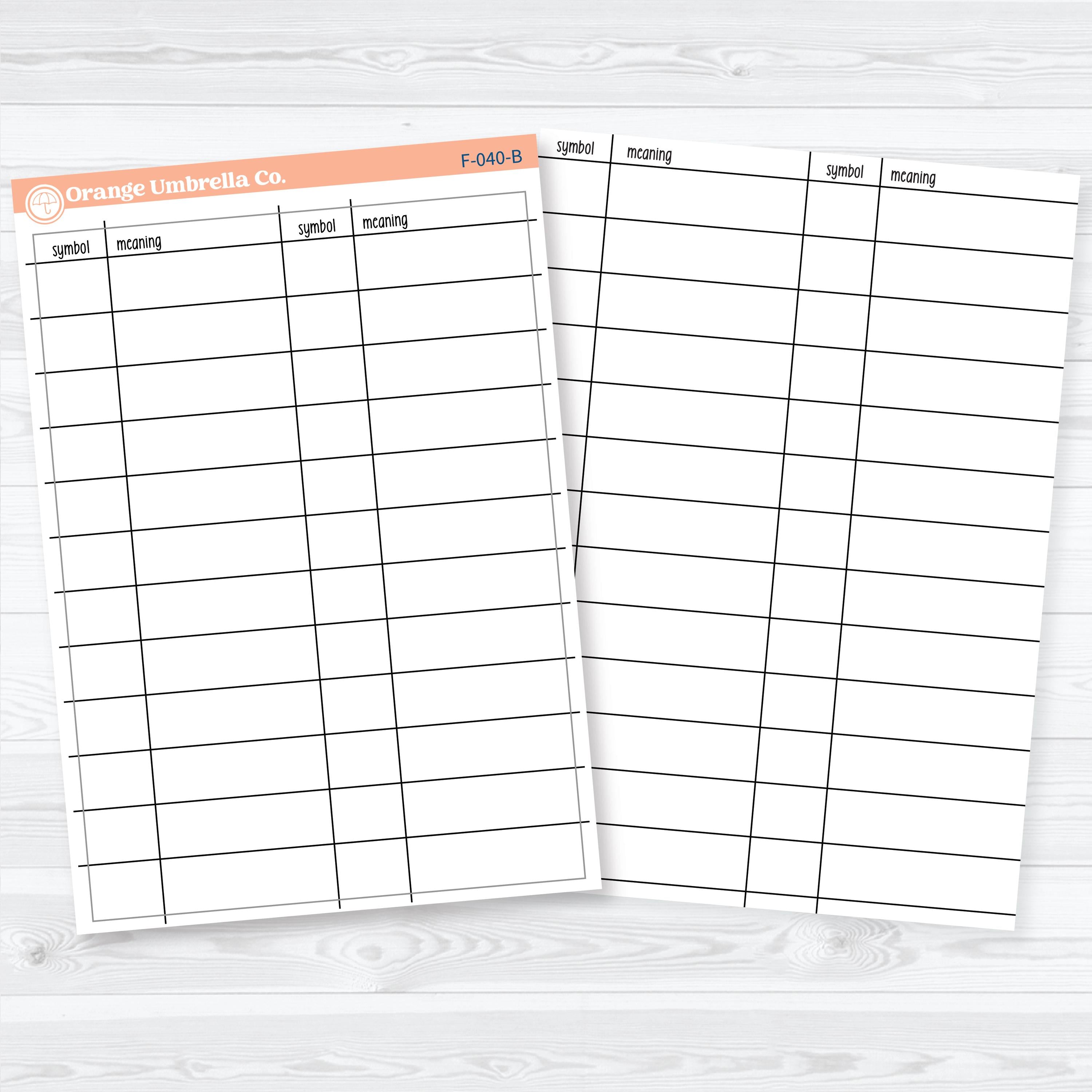 Inductive Bible Study Legend available as a removable sticker or 5x7 cardstock tip-in for recording Bible study symbols and meanings during Scripture study.
