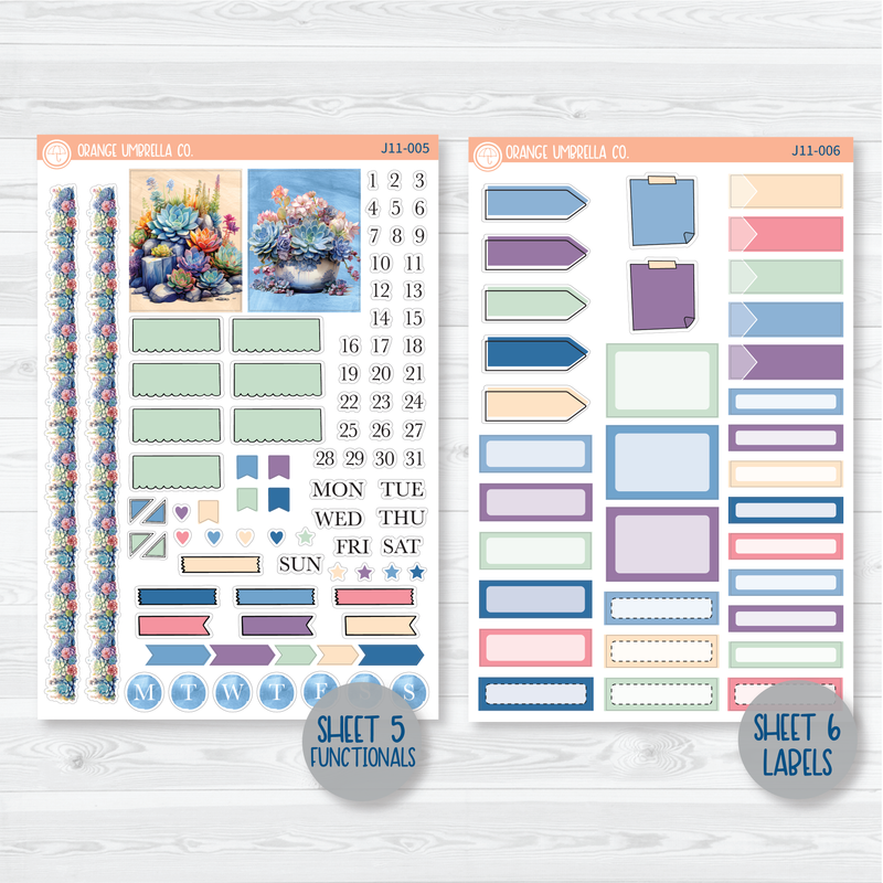 CLEARANCE | Monthly Watercolor Journaling Planner Stickers - January | White or Clear Matte | J11