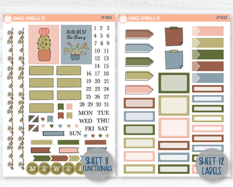 CLEARANCE | Monthly Watercolor Journaling Planner Stickers - June | White or Clear Matte | J7