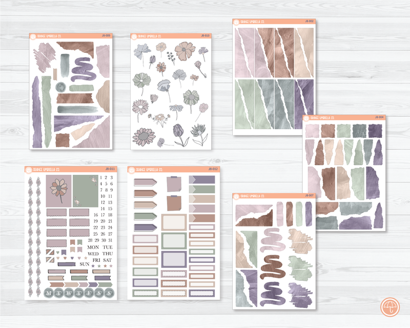 Monthly Watercolor Journaling Planner Stickers - July | White or Clear Matte | J8