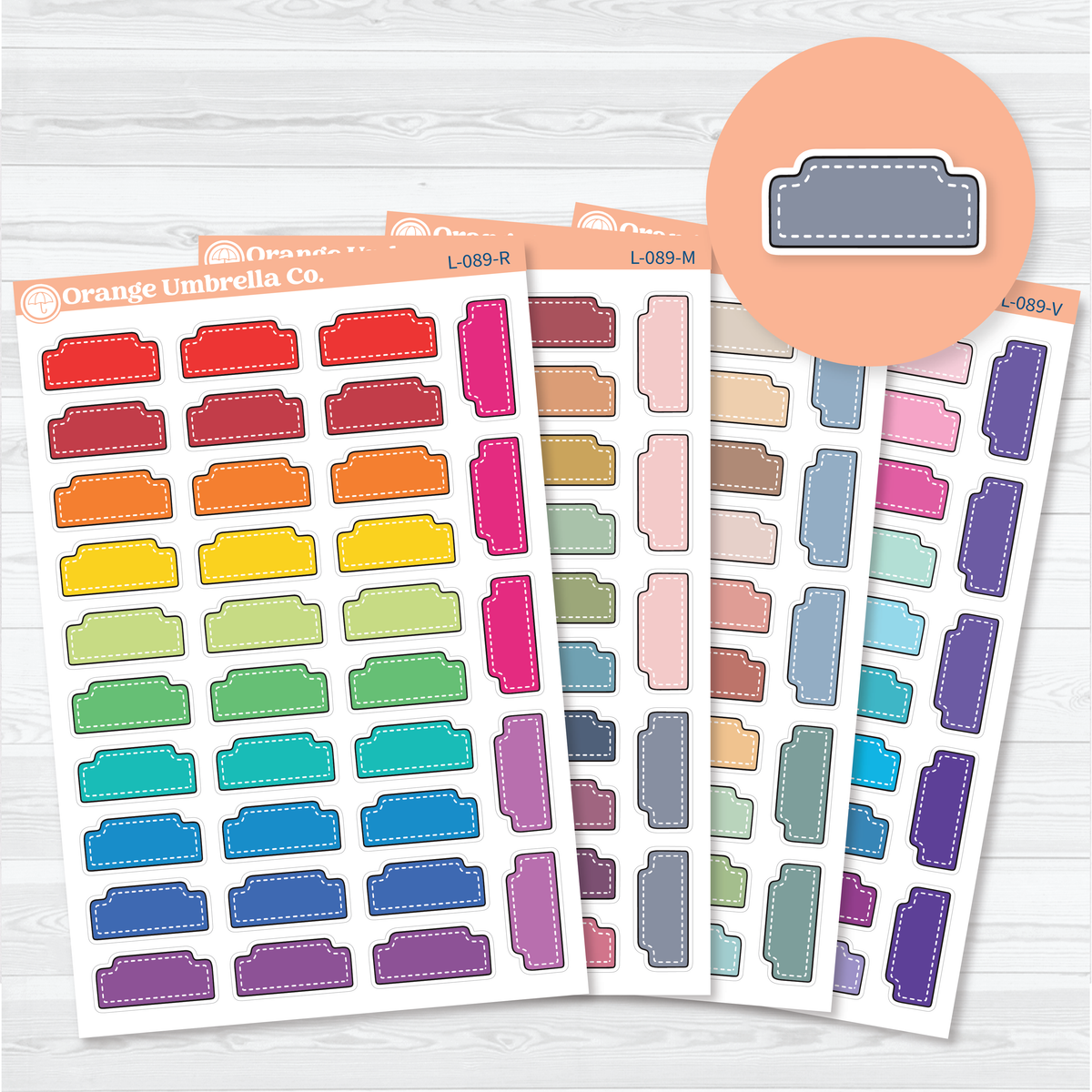 Doodled Stitched Tab Labels | Functional Planner Stickers | L-089