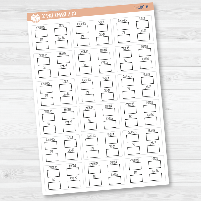 Macro / Calories Tracker Half Box Appointment Script Planner Stickers | FC12 | L-180