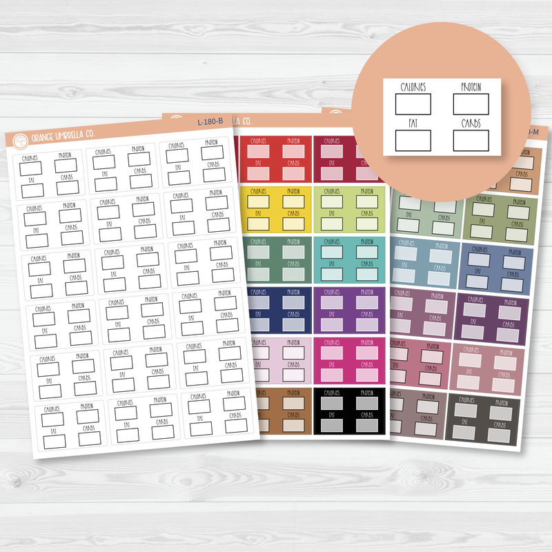 Macro / Calories Tracker Half Box Appointment Script Planner Stickers | FC12 | L-180