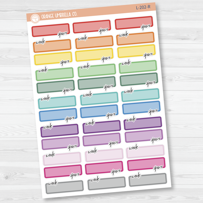 Work Schedule Quarter Box Planner Stickers  | L-202