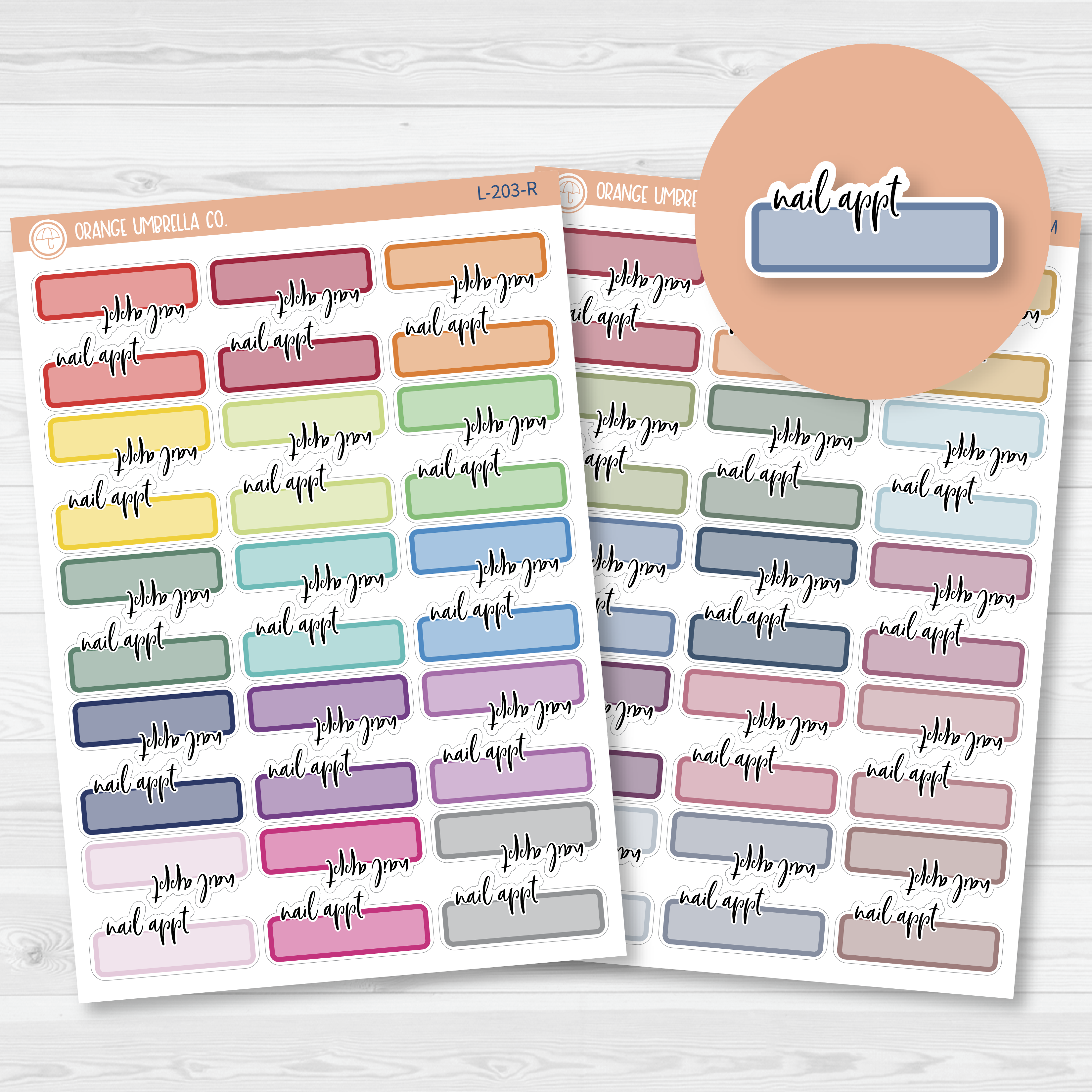 Nail Appointment Quarter Box Planner Stickers, "Nail Appt",   | L-203