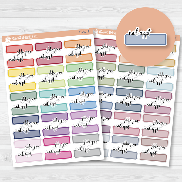 Nail Appointment Quarter Box Planner Stickers, "Nail Appt",   | L-203