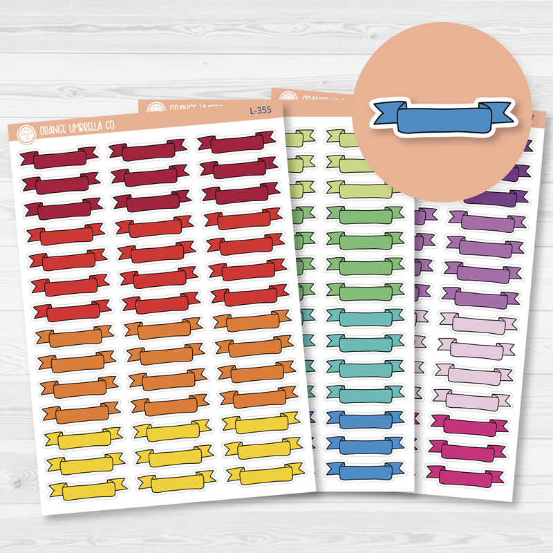 CLEARANCE | Double End Banner Flag/Ribbon Appointment Planner Labels | Bright | L-355/356/357