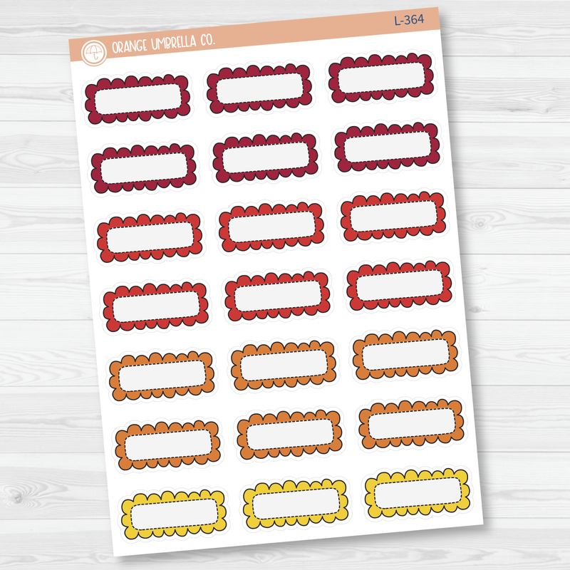 Scalloped Quarter Box Planner Stickers | Brights | L-364-L-366