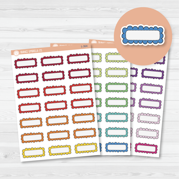 Scalloped Quarter Box Planner Stickers | Brights | L-364-L-366