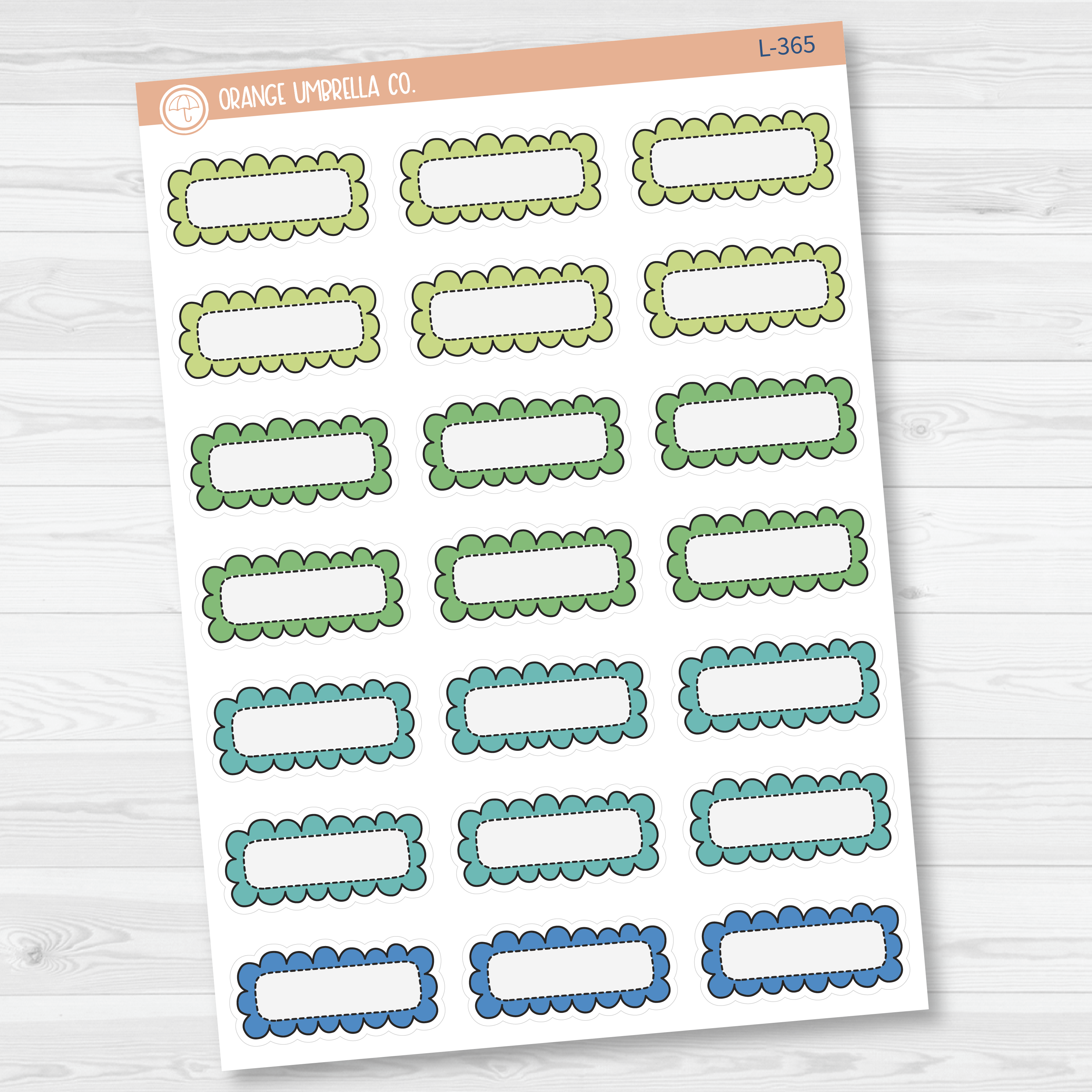 Scalloped Quarter Box Planner Stickers | Brights | L-364-L-366