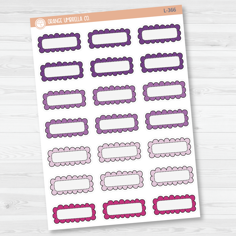 Scalloped Quarter Box Planner Stickers | Brights | L-364-L-366