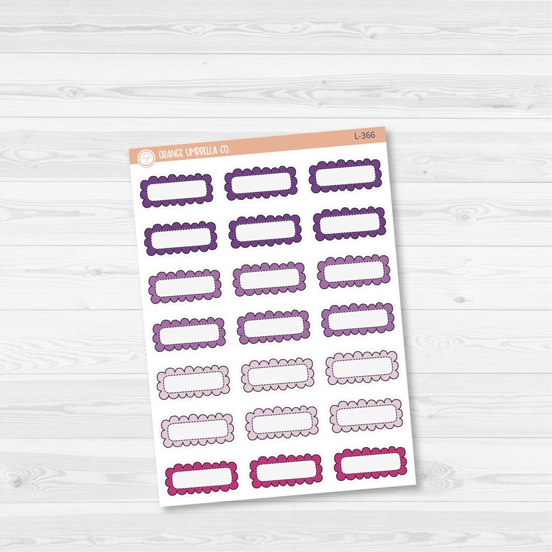 Scalloped Quarter Box Planner Stickers | Brights | L-364-L-366