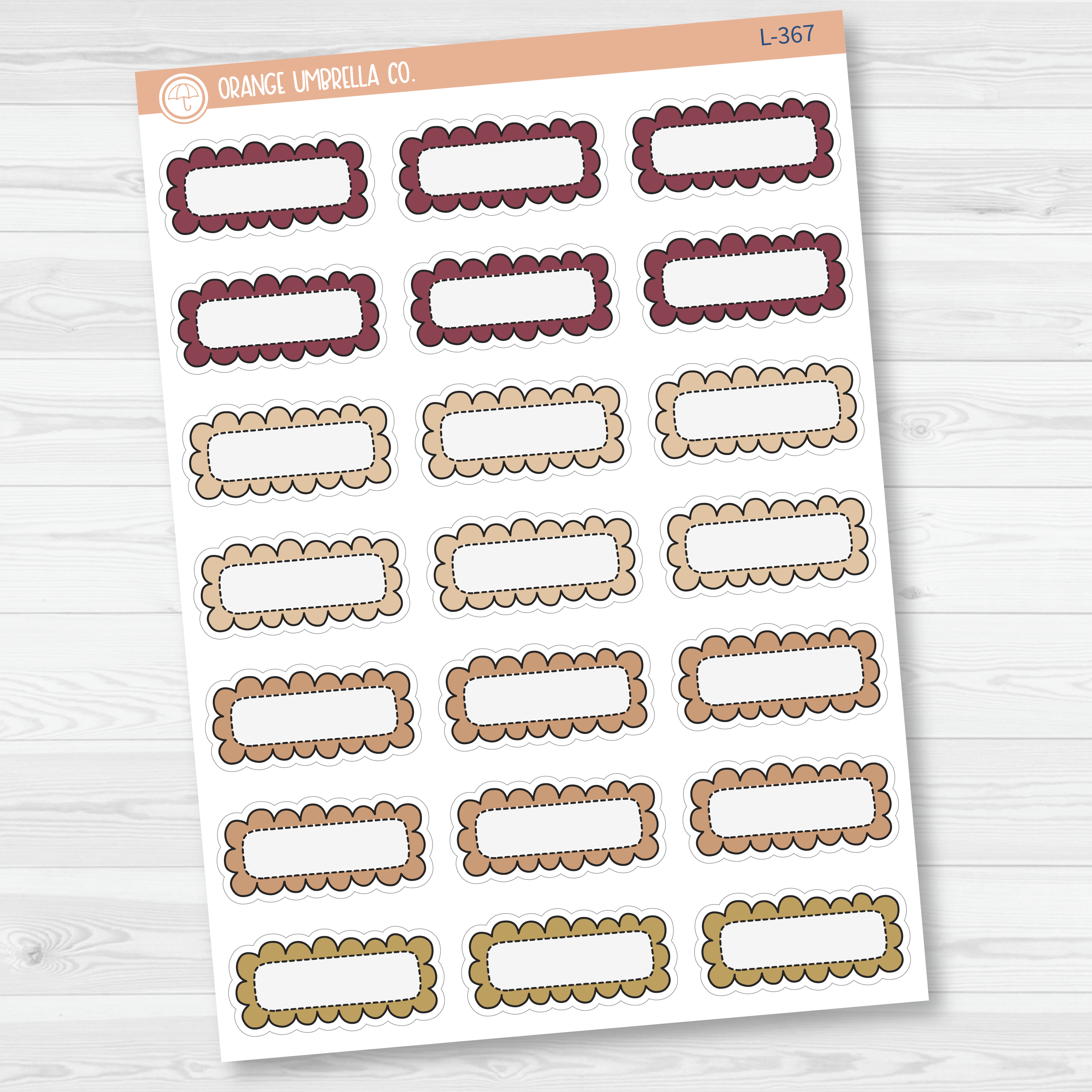 Scalloped Quarter Box Planner Stickers | Muted | L-367-L-370