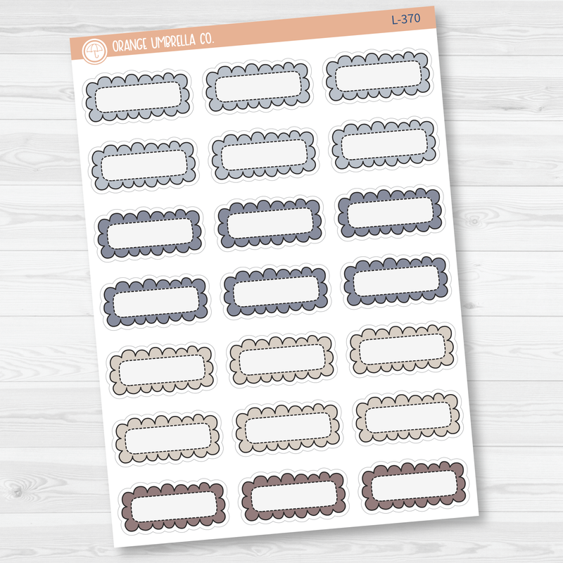 Scalloped Half Box Planner Stickers | Muted | L-367-L-370