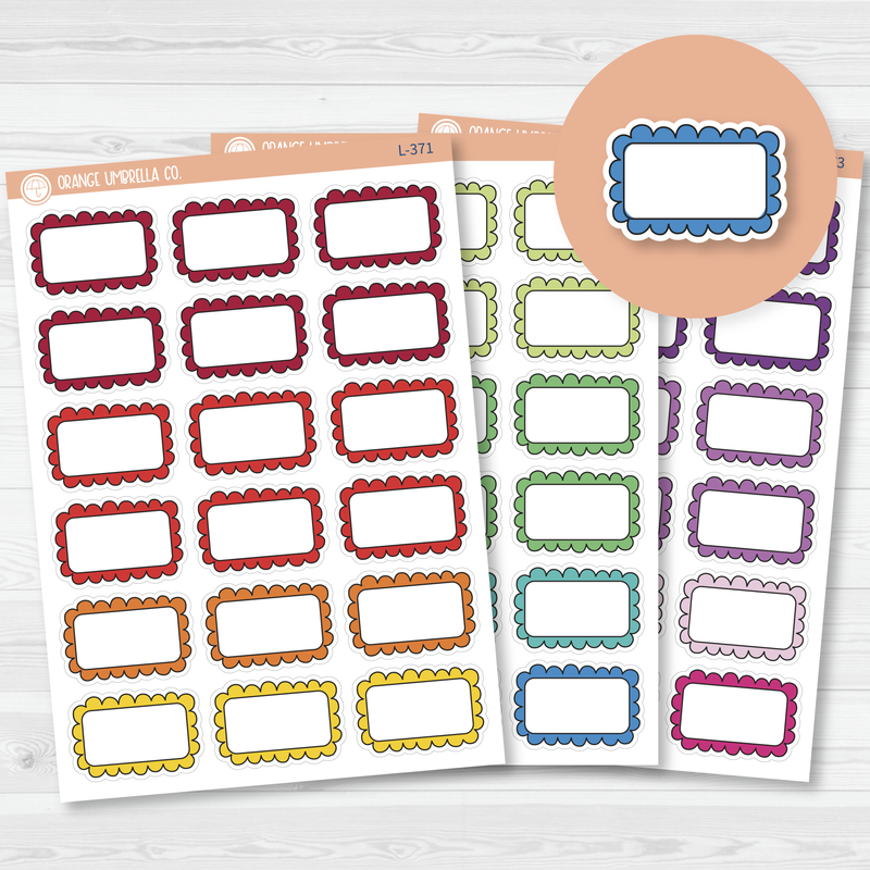 Scalloped Half Box Planner Stickers | Brights | L-371-L-373