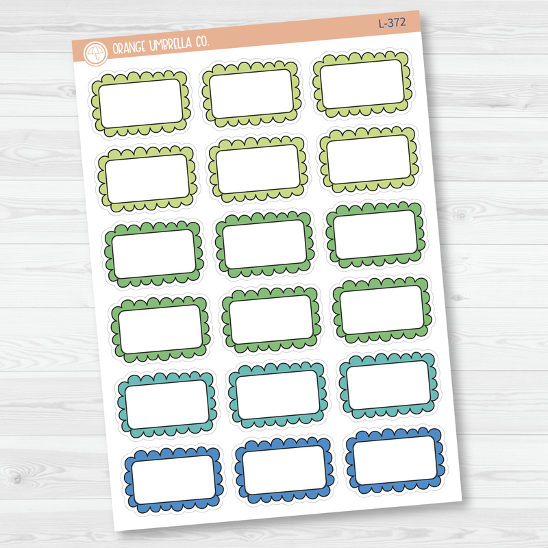 Scalloped Half Box Planner Stickers | Brights | L-371-L-373