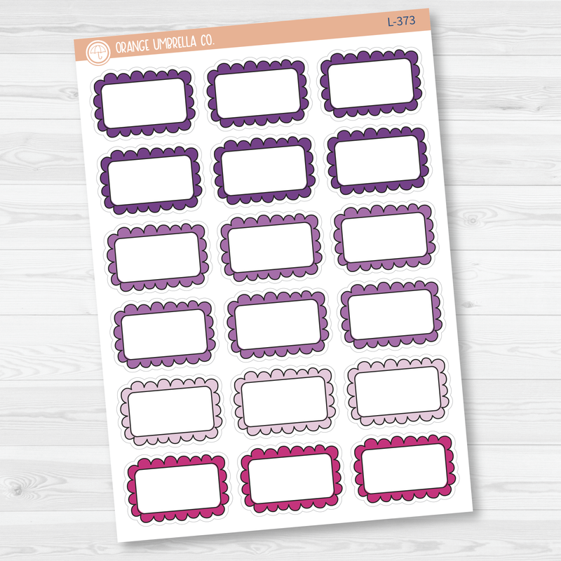 Scalloped Half Box Planner Stickers | Brights | L-371-L-373