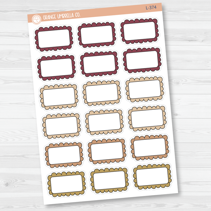 Scalloped Half Box Planner Stickers | Muted | L-374-L-376