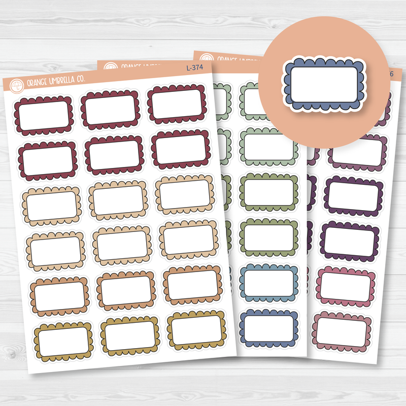 Scalloped Half Box Planner Stickers | Muted | L-374-L-376