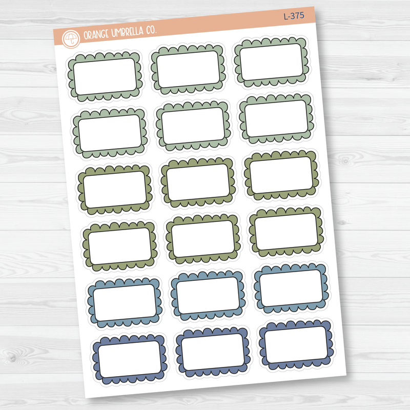 Scalloped Half Box Planner Stickers | Muted | L-374-L-376