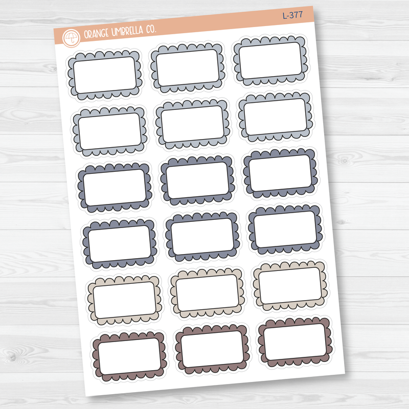 Scalloped Half Box Planner Stickers | Neutrals | L-377-L-378