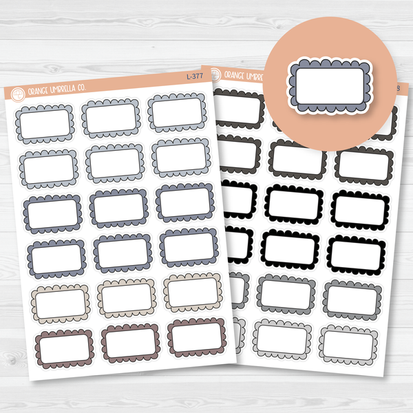 Scalloped Half Box Planner Stickers | Neutrals | L-377-L-378