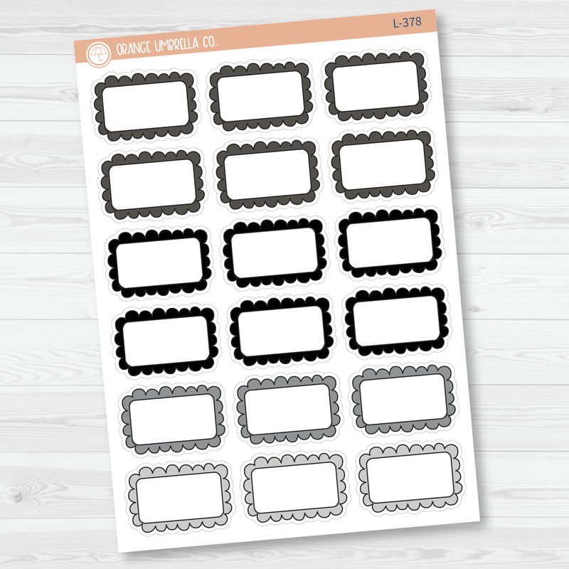 Scalloped Half Box Planner Stickers | Neutrals | L-377-L-378