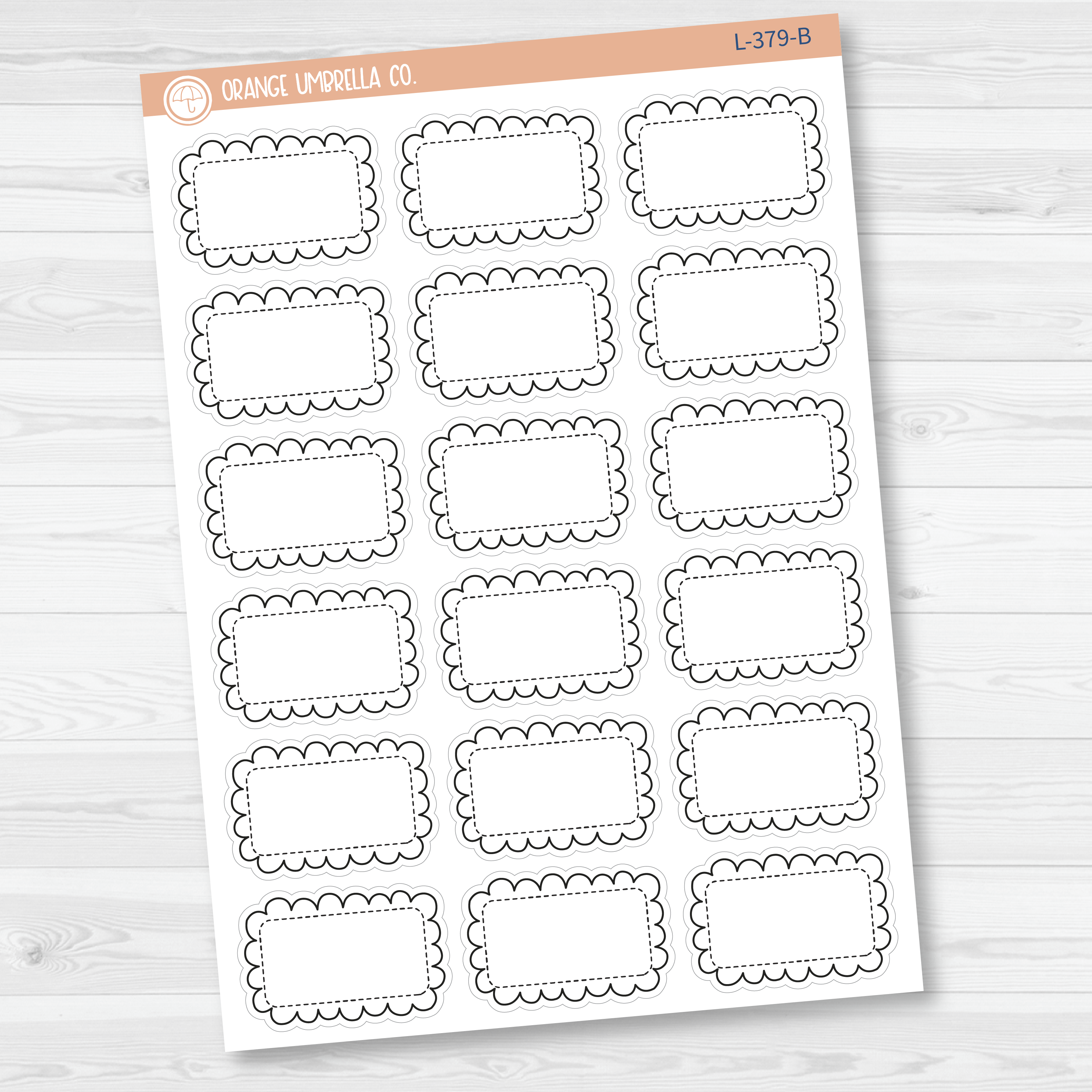 Scalloped Half Box Planner Stickers | L-379