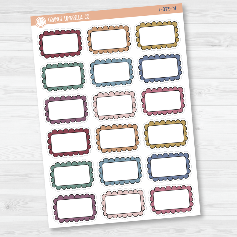 Scalloped Half Box Planner Stickers | L-379