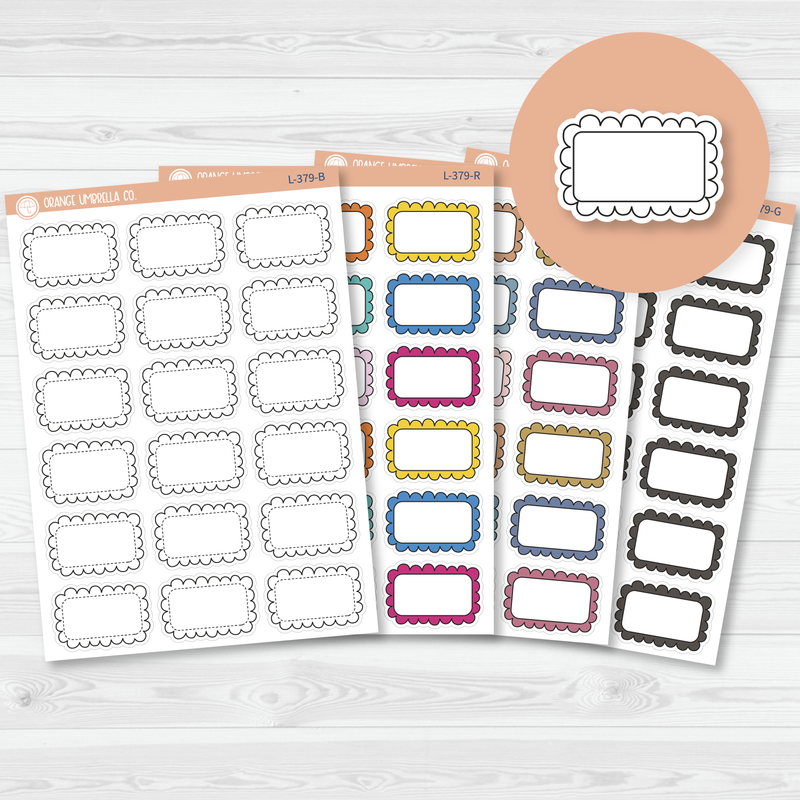 Scalloped Half Box Planner Stickers | L-379