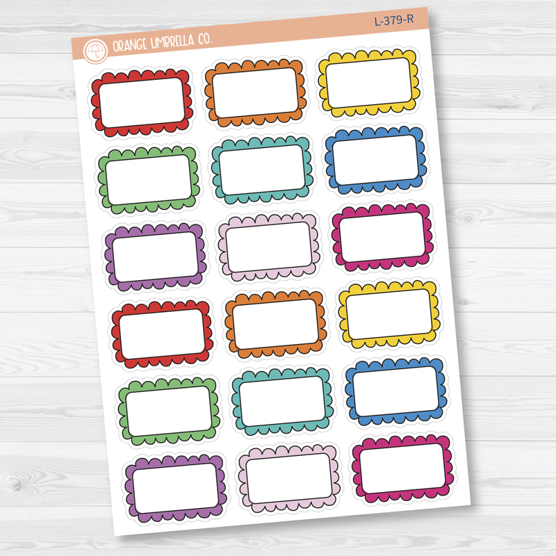 Scalloped Half Box Planner Stickers | L-379