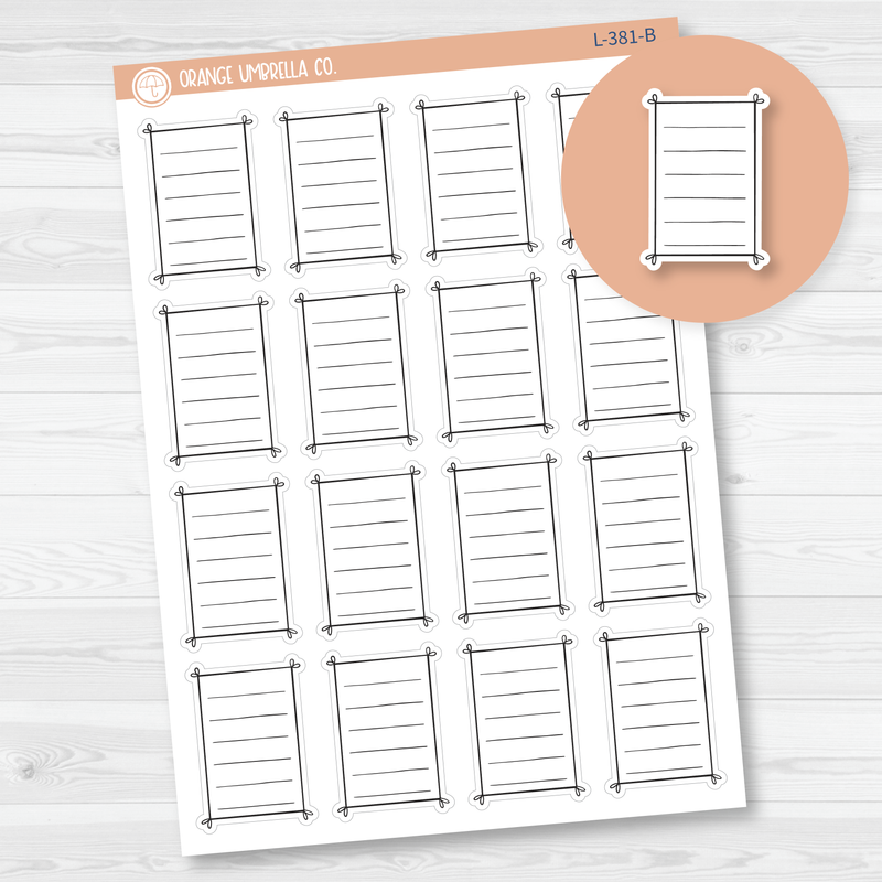 Lined Note Doodle Label Planner Stickers | L-381-B