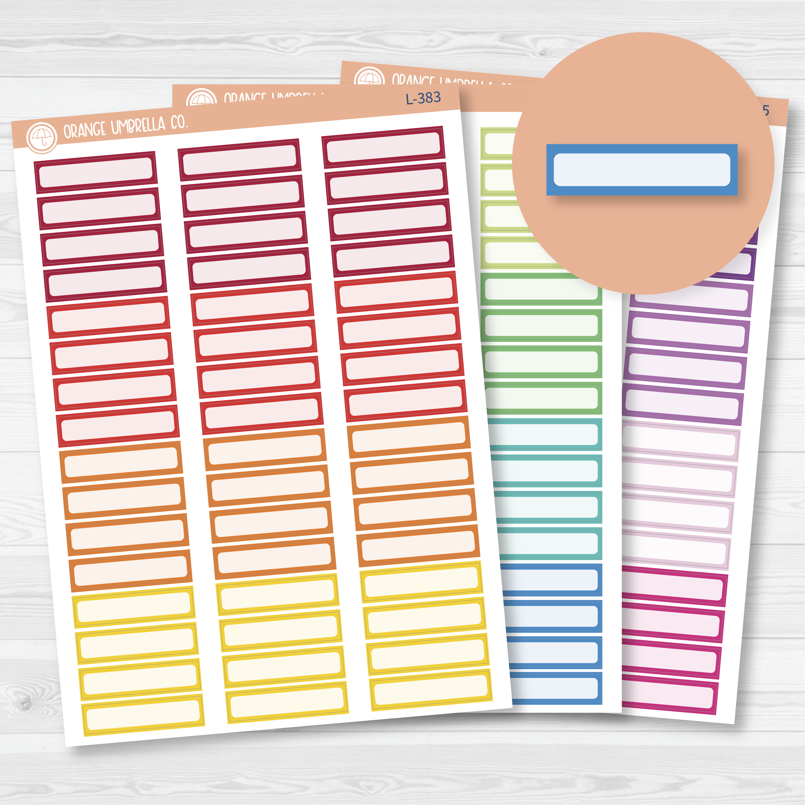 Hobonichi Cousin Skinny Labels Planner Stickers | Bright | L-383-385